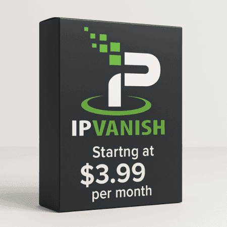 IPVanish box showcasing a $3.99/month starting price.