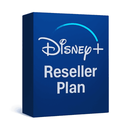A blue box displays the Disney+ logo with "Disney+ Reseller" written in white text below, ideal for those offering Disney+ reseller plans.