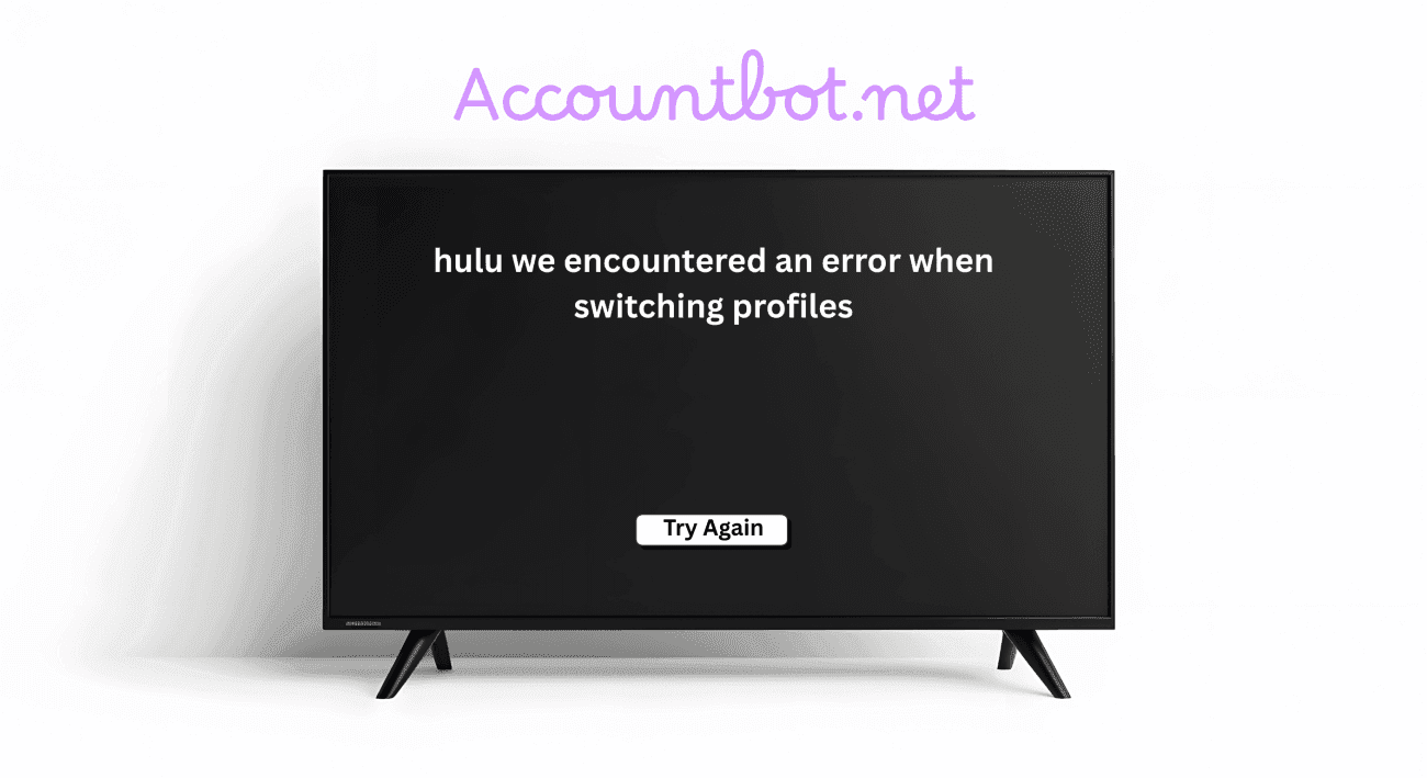 A TV screen displays a Hulu error message: 