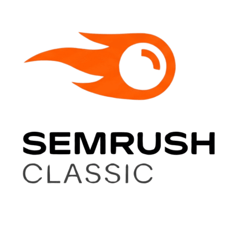 Semrush Classic logo with an orange flame icon above 